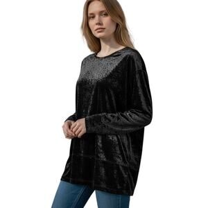 Vintage Y2K Teddi Tunic Top Womens XL Black Crushed Velvet Whimsigoth Dark Fairy